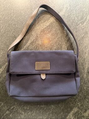 Lauren Ralph Lauren Navy Canvas Shoulder Crossbody with Leather Trim